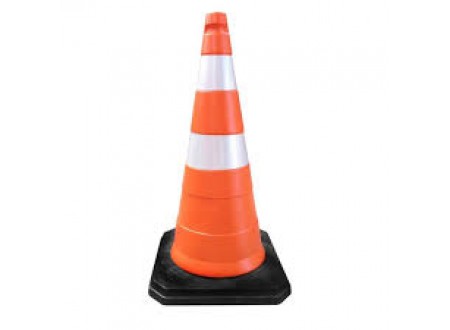 Cone de Sinalização Laranja 75cm com Refletivo e Base Borrachada 2,5kg 23274